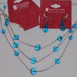 Charming‎ Charlie Aqua Earrings and Necklace Set